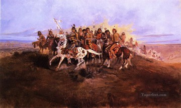 the war party Charles Marion Russell American Indians Oil Paintings